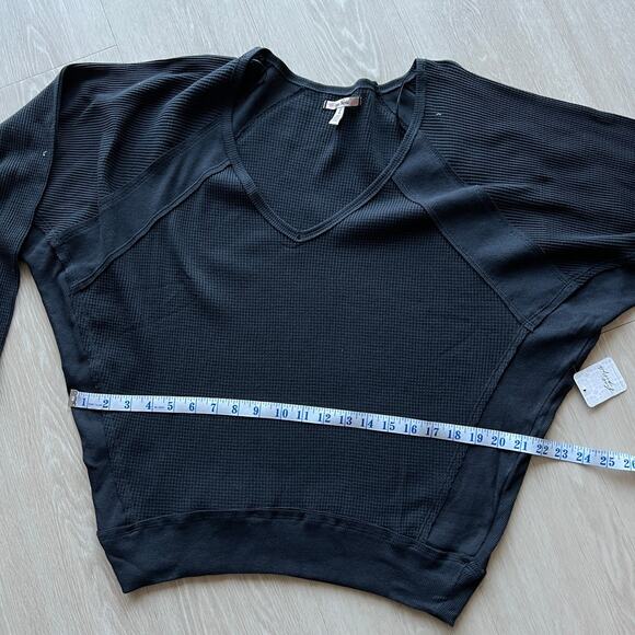 Free People Shirt Santa Clara Womens Small Thermal Oversized Black - Picture 8 of 11